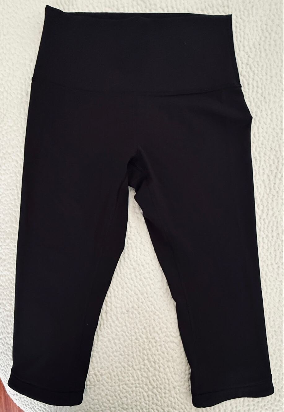 Lululemon Wunder Train High Rise Crop 17 Black Everlux Leggings Womens Size 6
